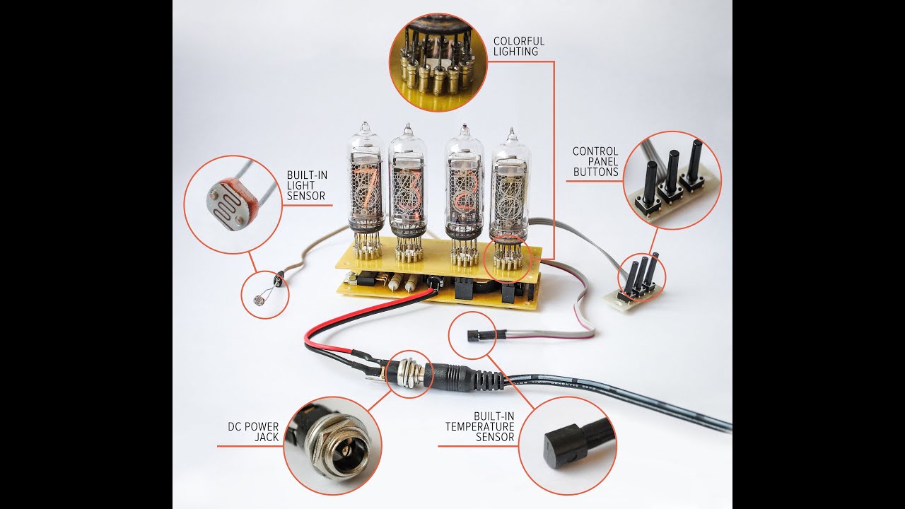 Nixie Tube Clock Kit - IN-14 DIY Desk Retro Clock with Led Lights