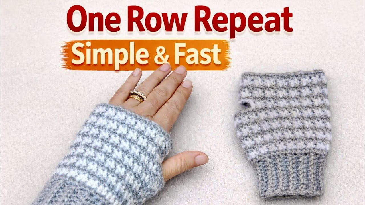 Crochet Fingerless Gloves for Beginners 🧶 Easy & Fast Winter Pattern Step by Stepليه