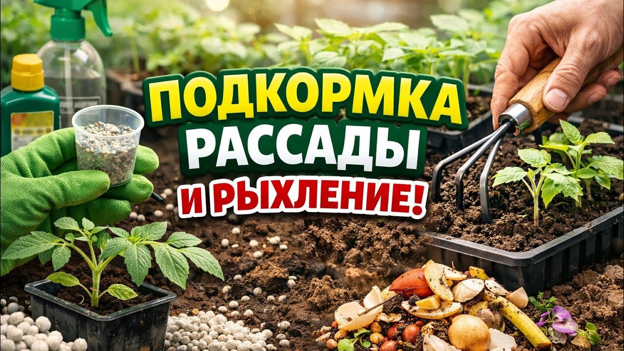17 марта 2026 г. Подкормка и рыхление рассады🍅🍆🌶🌱
