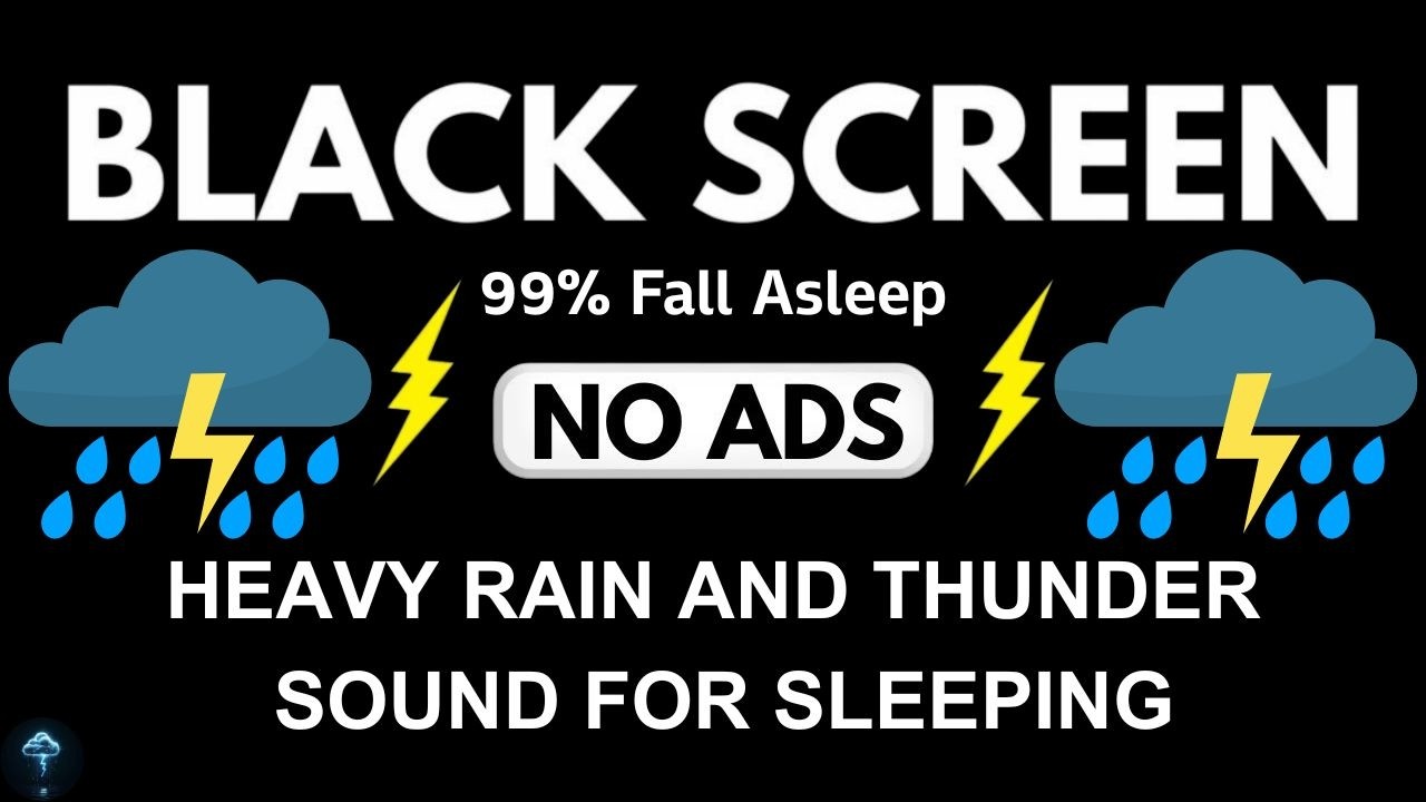 🔴 Heavy Rain and Thunder Sounds for Sleeping - Black Screen | Natural Thunderstorm for Deep Sleep