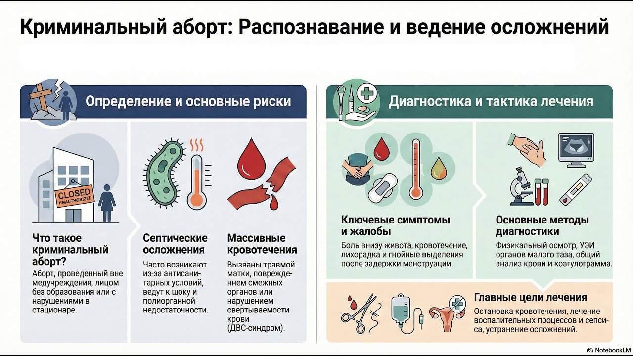 Криминальный аборт, аборт неуточненный: Клинический протокол. Лечение и Диагностика. Гинекология.