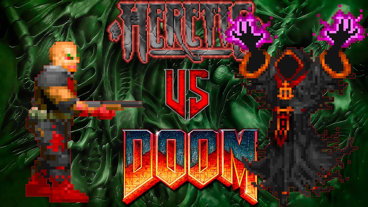 Classic War | Shotgunner vs Disciple of D'Sparil | Heretic vs Doom | Crossover Monster Infighting
