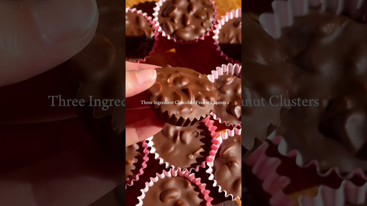 Three Ingredient Chocolate Peanut Clusters! Recipe in the comments #chocolate #peanuts #easyrecipe