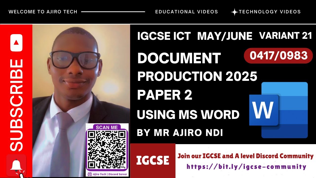 IGCSE ICT (0417/0983) Paper 2 Document Production May June 2025 Variant 21 | Microsoft Word