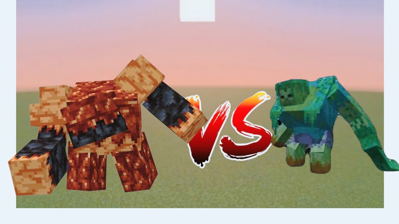 Hellstone golem by @Terumobbattle vs mutant Jungle zombie Minecraft bedrock 