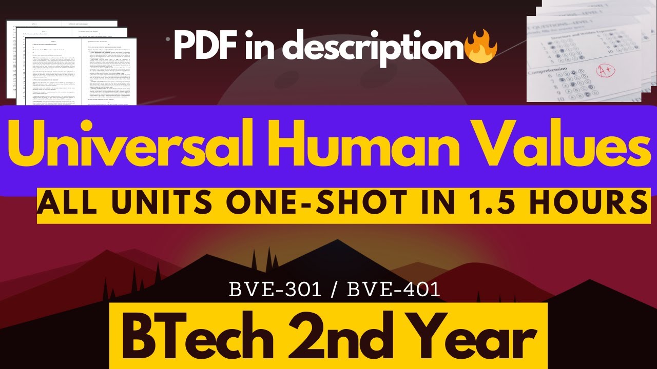Universal Human Values (UHV) - BVE-301/BVE-401 | One Shot Complete Lecture | 2nd Year B.Tech AKTU