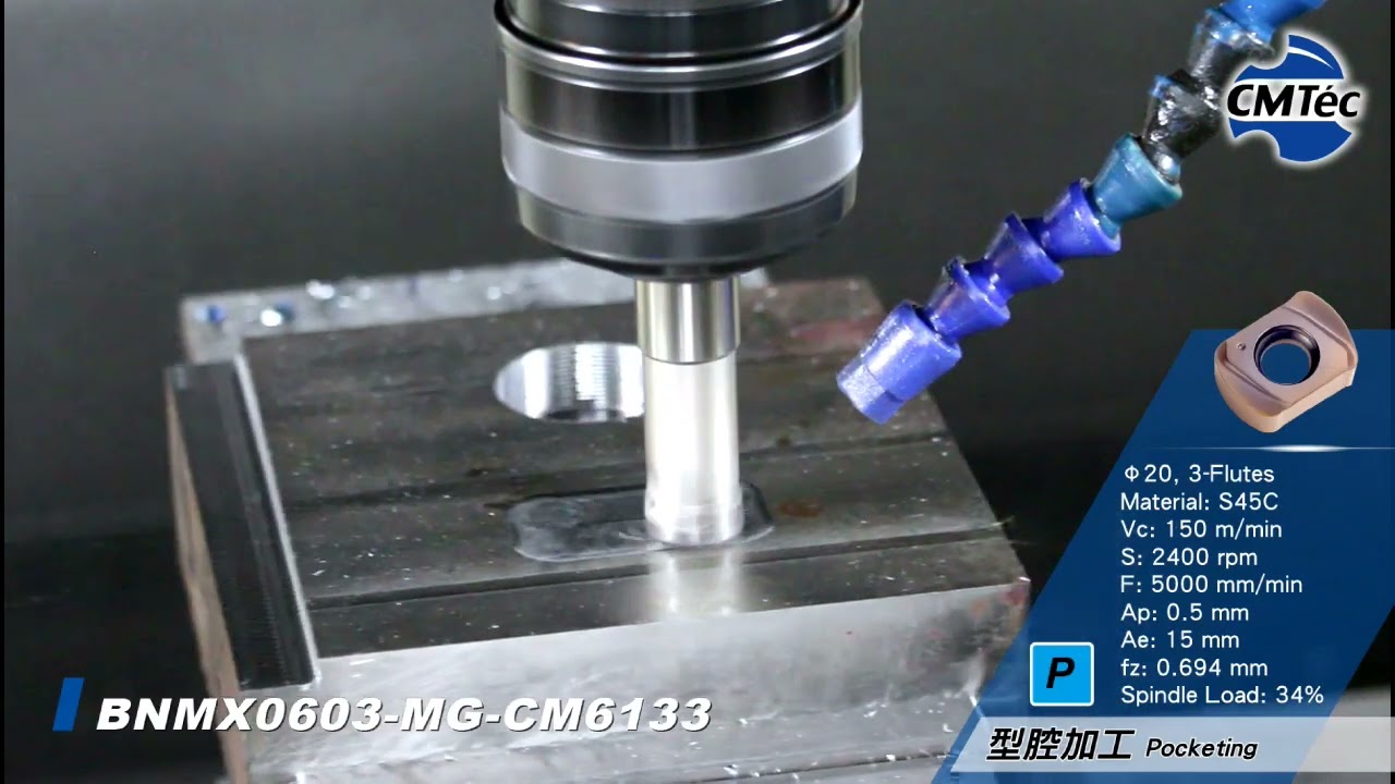 CMTec_BNMX系列- 鎢鋼高進給型銑刀片&Phi;20, 性能測試-加工中碳鋼S45C【BNMX High Feed Insert- Milling Carbon Steel (S45C)】