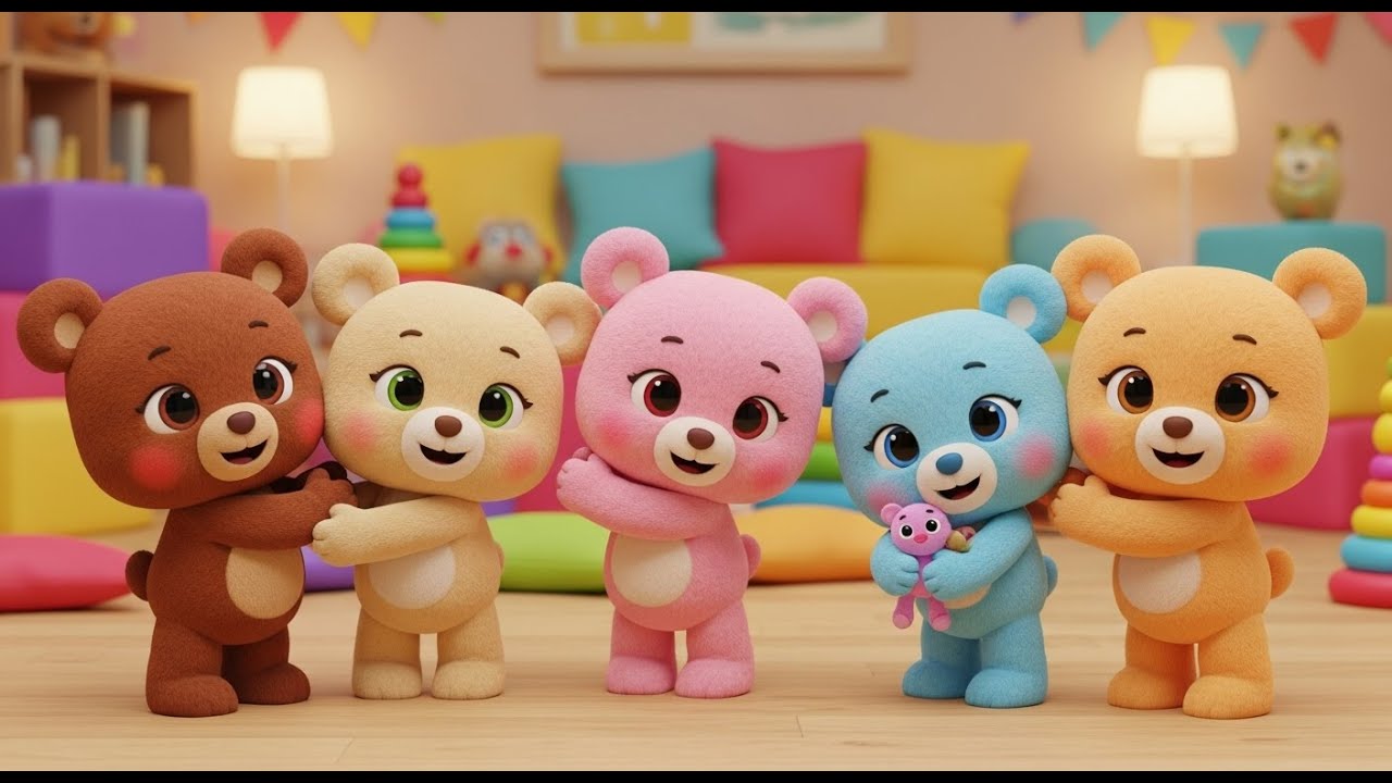Five Little Teddy Bears Love to Hug | Sweet Counting Song for Toddlers