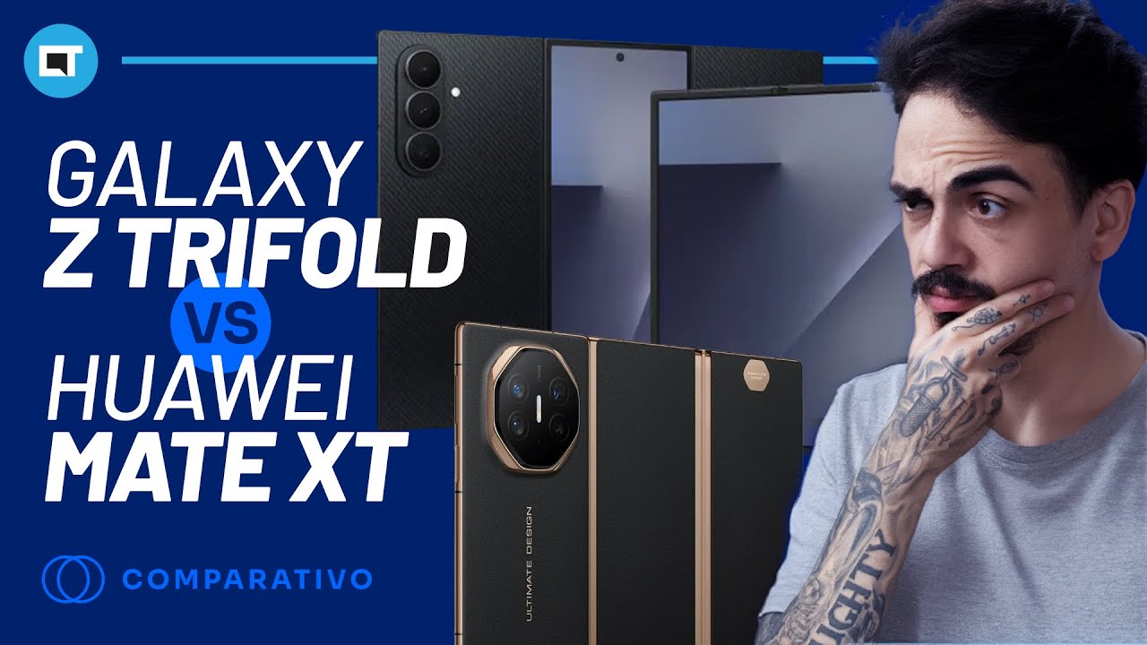 Galaxy Z TriFold é oficial, não chegou ainda, porém já podemos comparar com o Huawei Mate XT