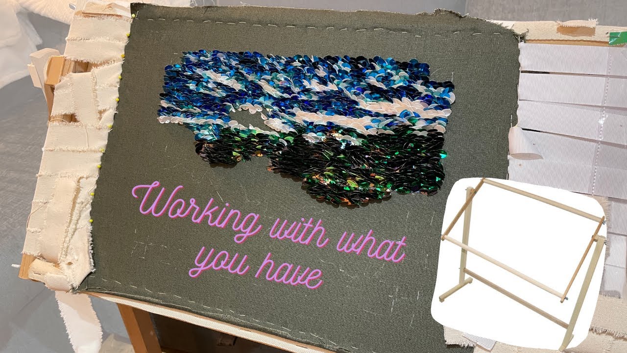 Setting up an Tapestry Frame for Embroidery/ How to tension fabric on a Roller frame for Hand Sewing
