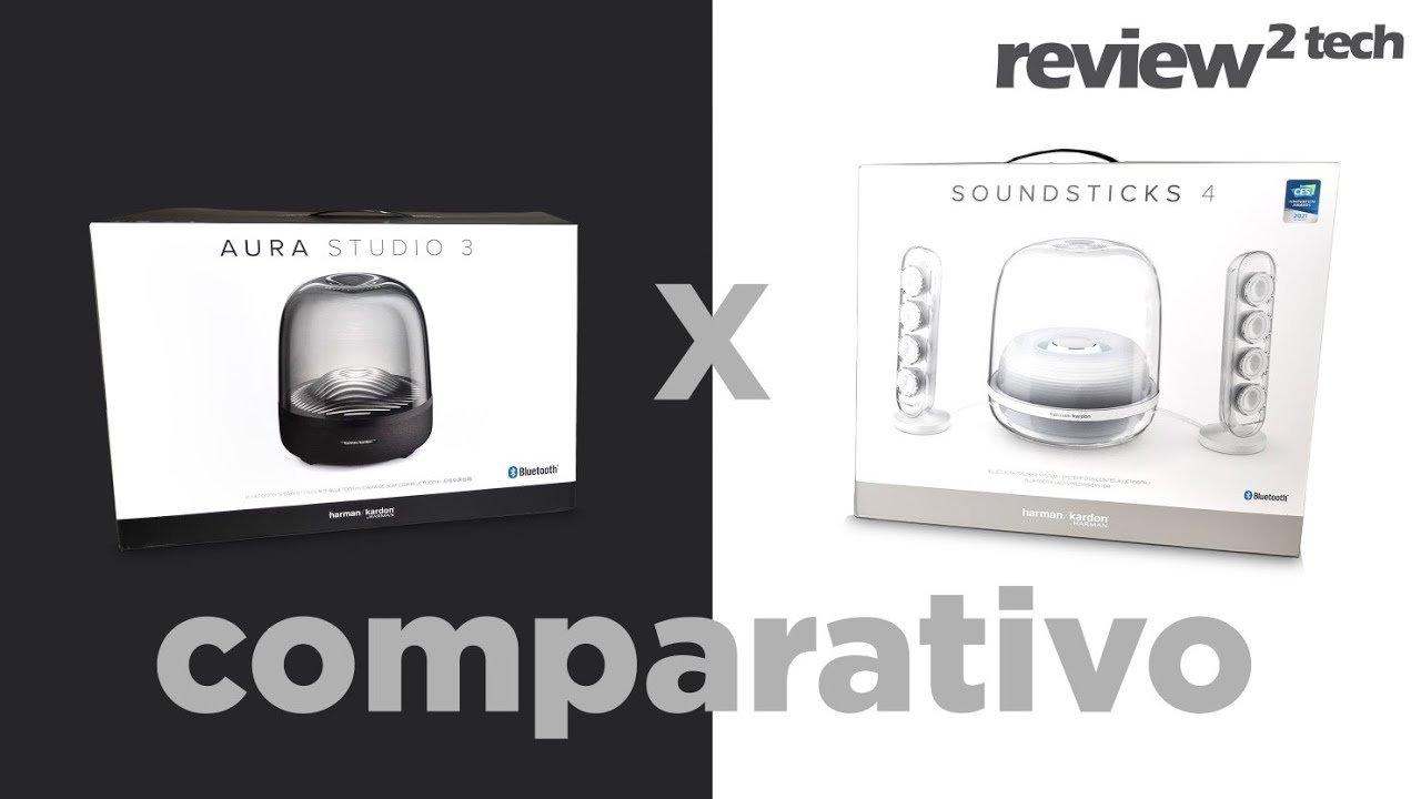Comparativo Harman Kardon Aura Studio 3 X Soundsticks 4 - qual comprar??