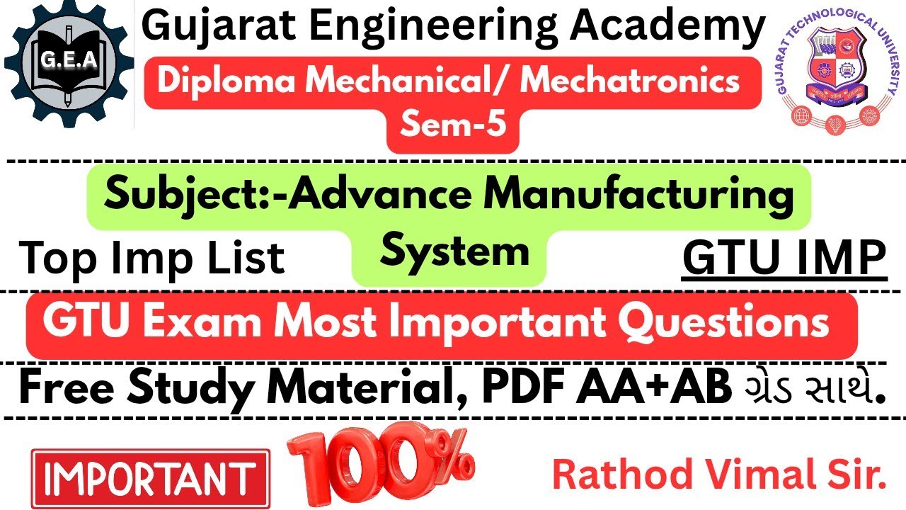 💥GTU Top Imp Questions Advance Manufacturing System🔥| Diploma Mechanical/Mechatronics Sem-5💯#gtuimp