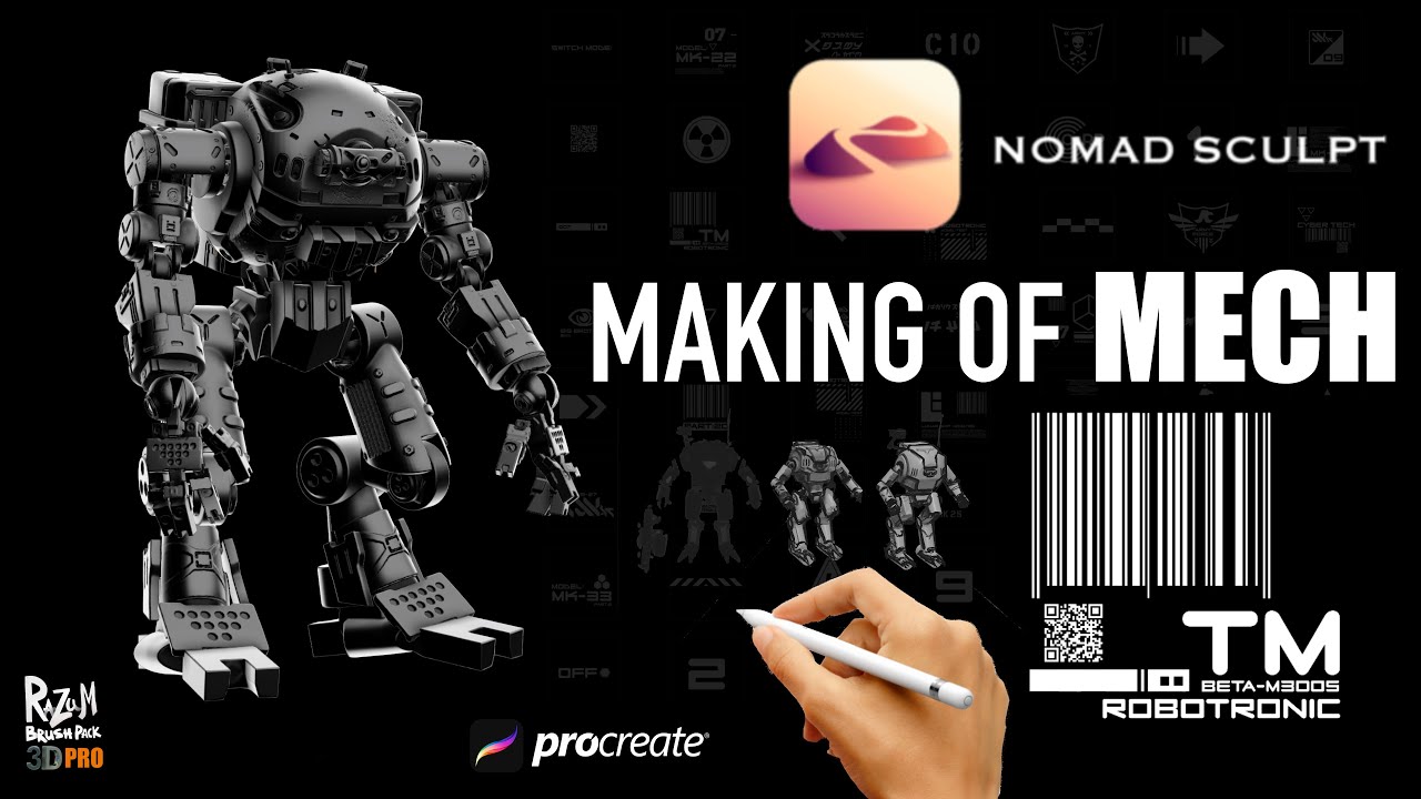 MAKING OF MECH 3D (NOMADSCULPT/ PROCREATE) Time-lapse with comments