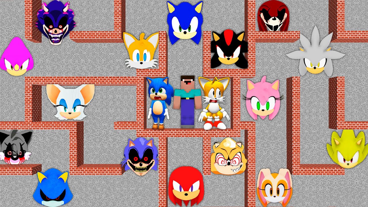 I found MAZE of SONIC in MINECRAFT animation! OBUNGA NEXTBOTS AMY TAILS SHADOW gameplay coffin meme