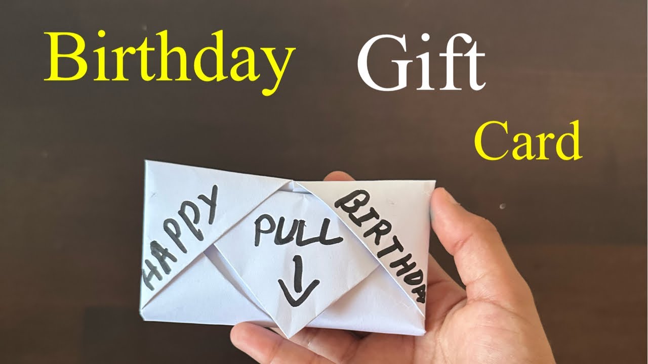 Birthday gift card with surprise message# Pull-tab paper#