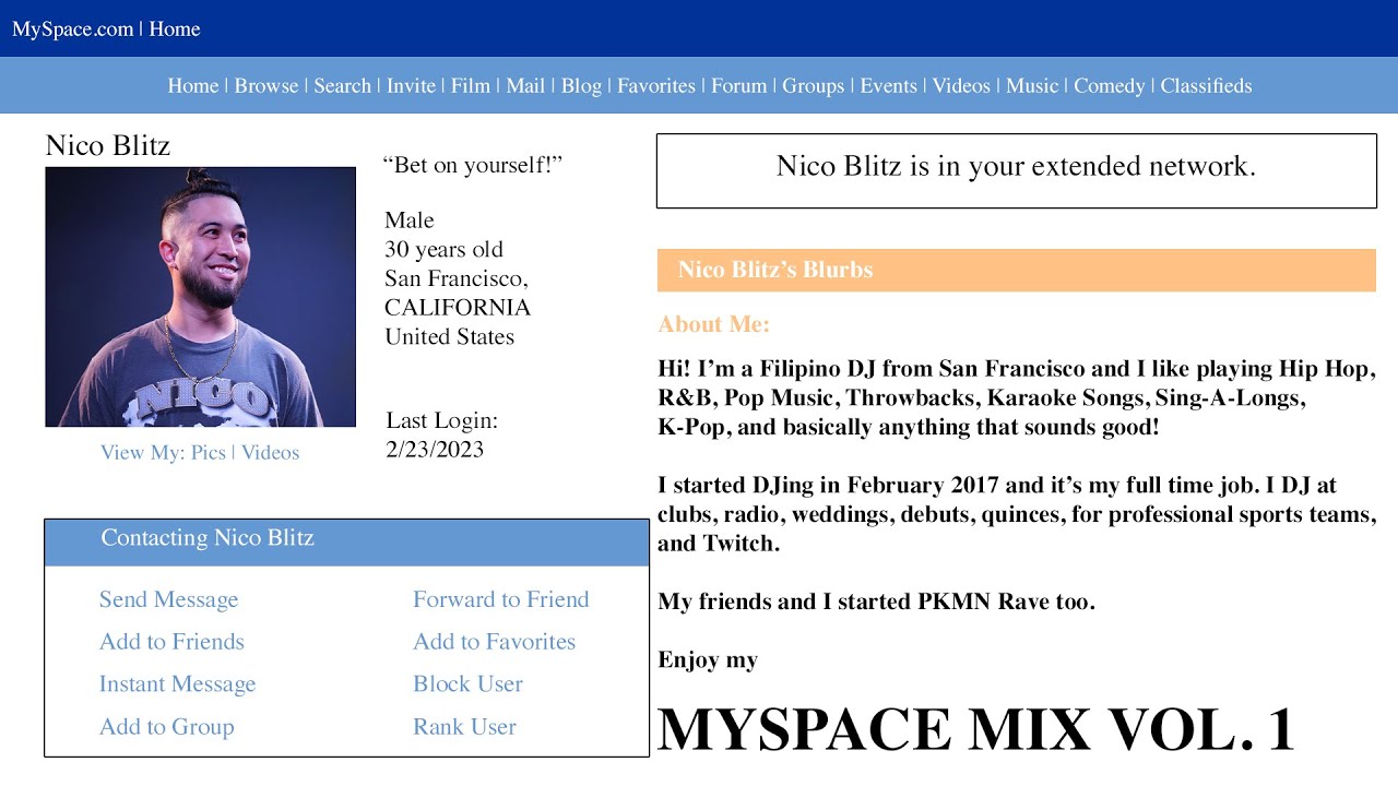 MySpace Songs Mix (Part 1) - Nico Blitz @nicoakablitz