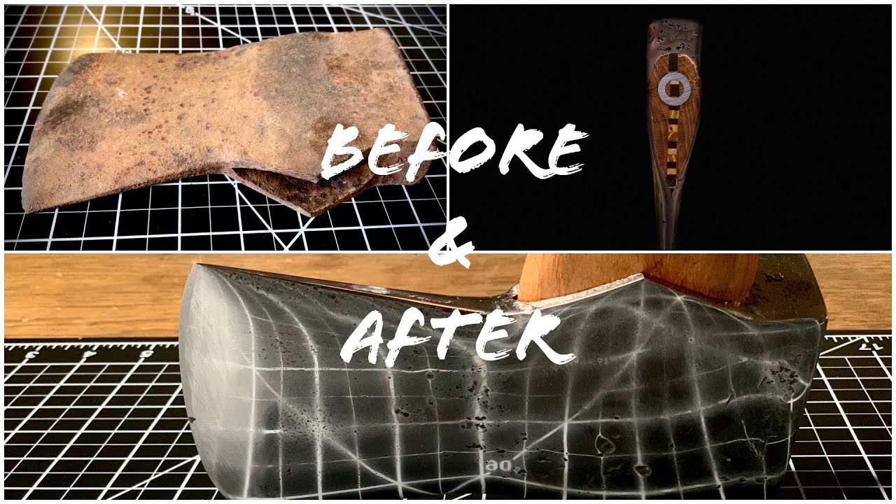 How to Restore a Rusty Old Axe to Mirror Polish, and Make a Handle from Scratch!