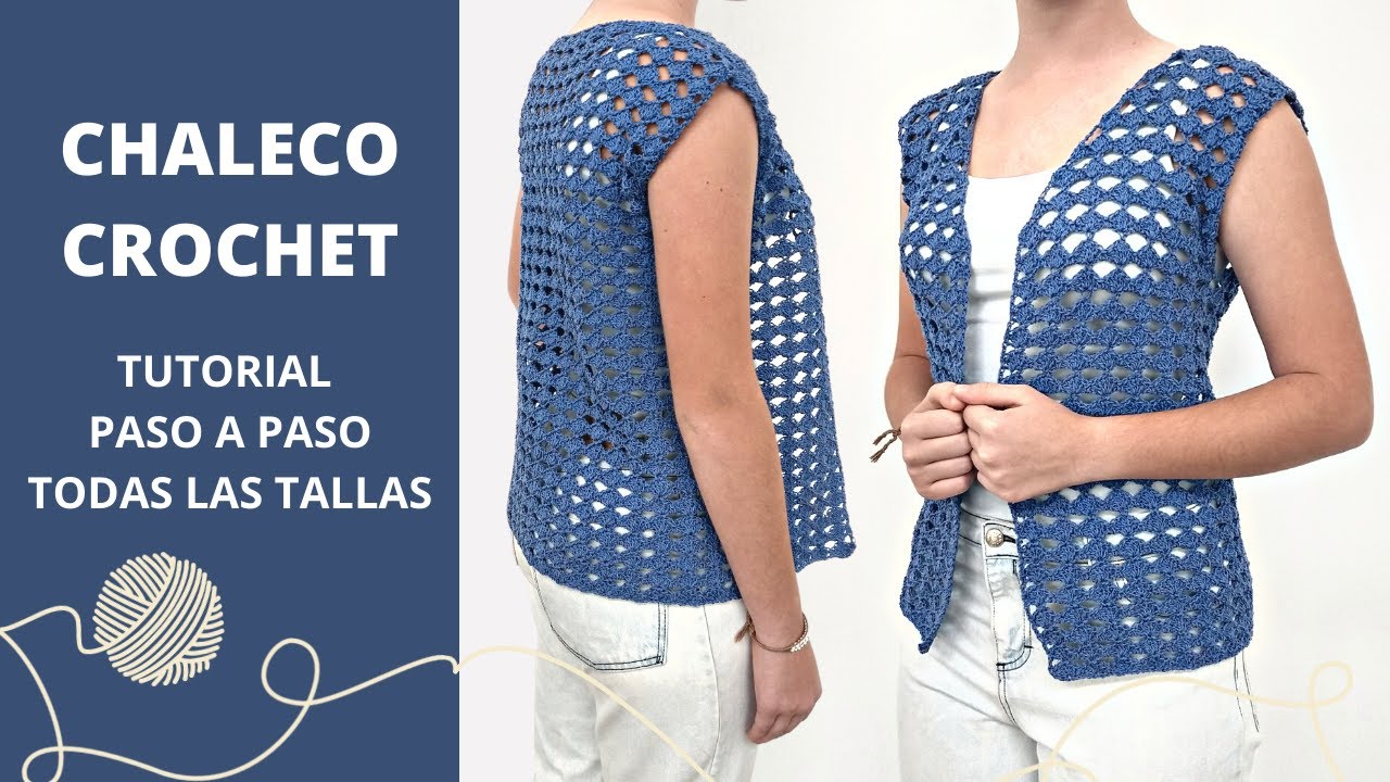 C&oacute;mo tejer chaleco a crochet en cualquier talla con puntada de abanicos