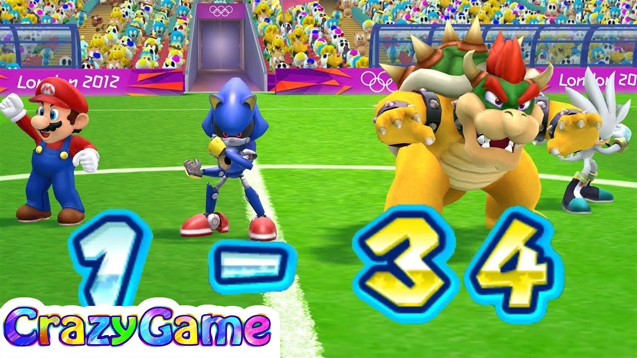 Mario & Sonic At the London 2012 Olympic Games - Team Sonic, Bowser Play Football | Crazygaminghub