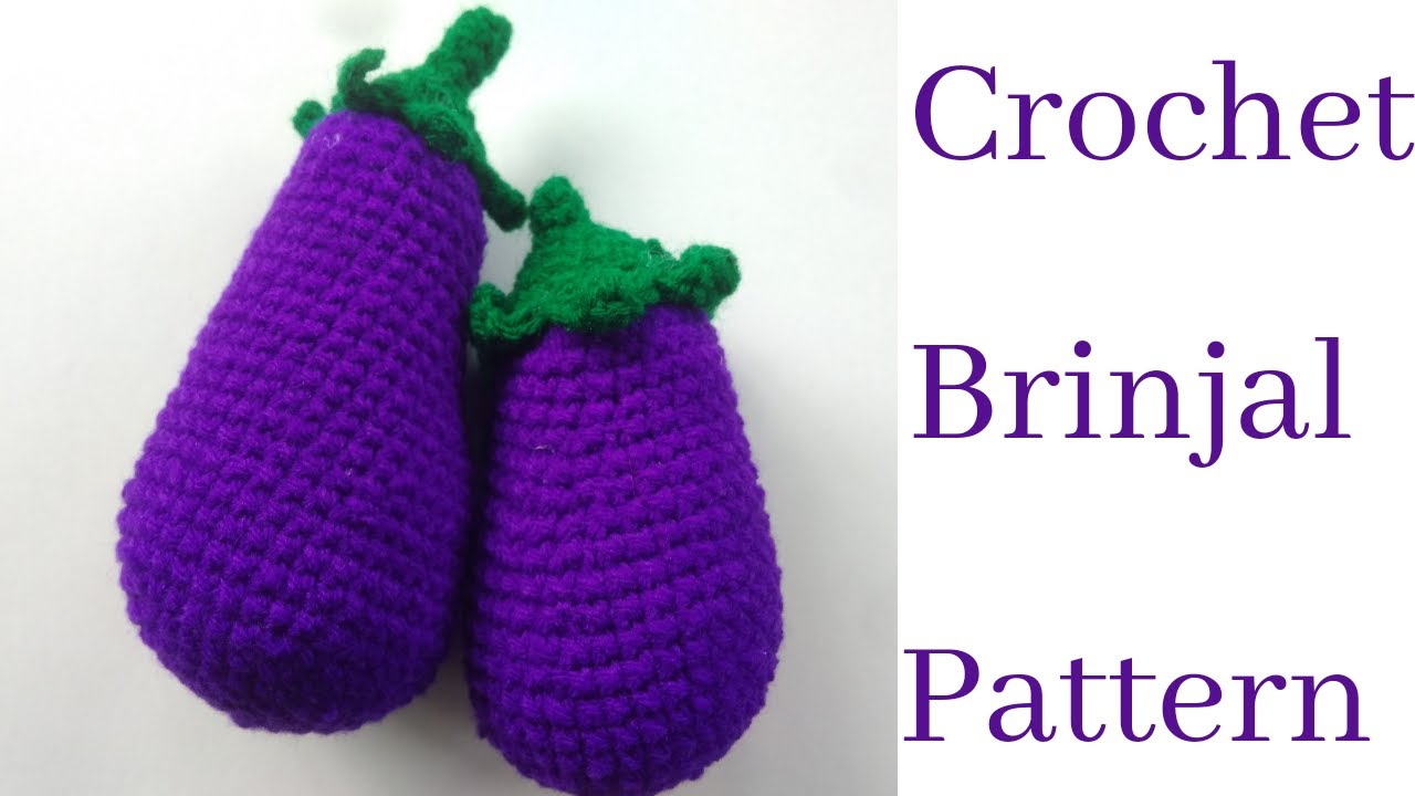 How to Crochet Brinjal with Pattern/Indu's Creation/Crochet Eggplant for Beginners/Amigurumi Brinjal