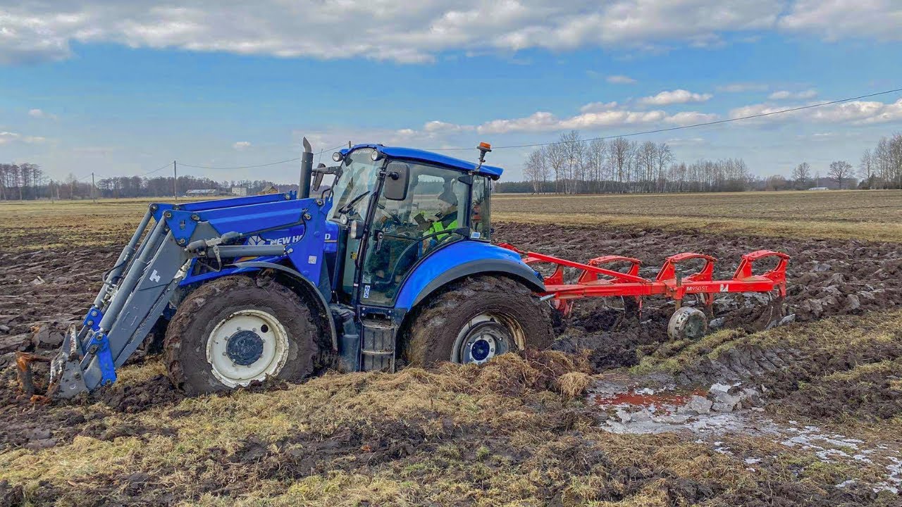 Bardzo Ciężka Orka Łąki! Wtopa?! Mokra Wiosna 2021 [NewHollandT5.105 + Vogel&Noot] Boguc AgroTV