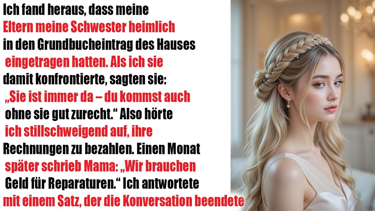 Meine Eltern setzten heimlich meine Schwester ins Haus—ihre Antwort schockierte mich