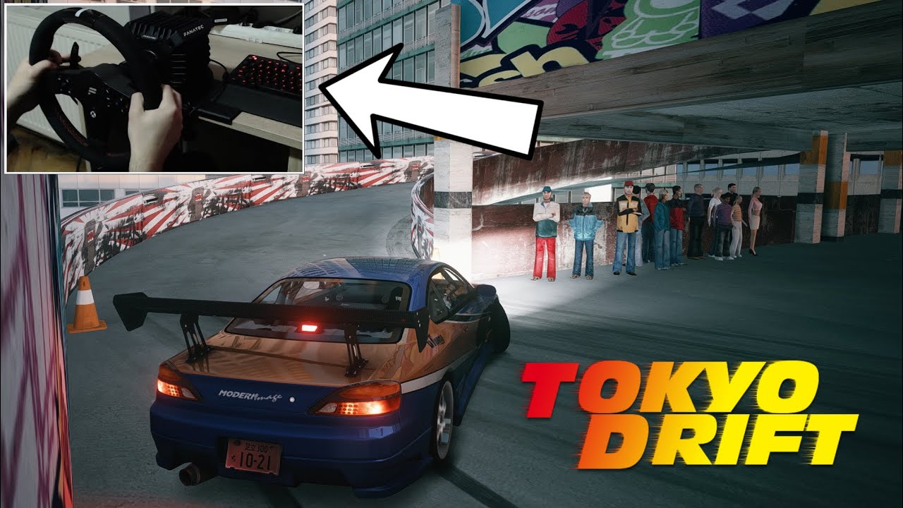 Tokyo Drift Parking Garage vs Nissan S15 Mona Lisa | Assetto Corsa w/ Fanatec CSL DD steering wheel