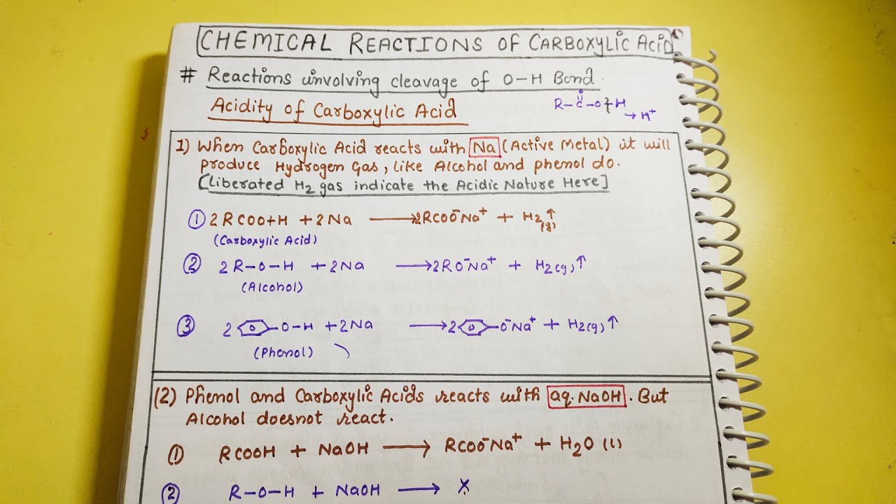 9) Chemical Rxn of Carboxylic acid| O-H bond Cleavage| Acidity of carboxylic acid #neet #class12