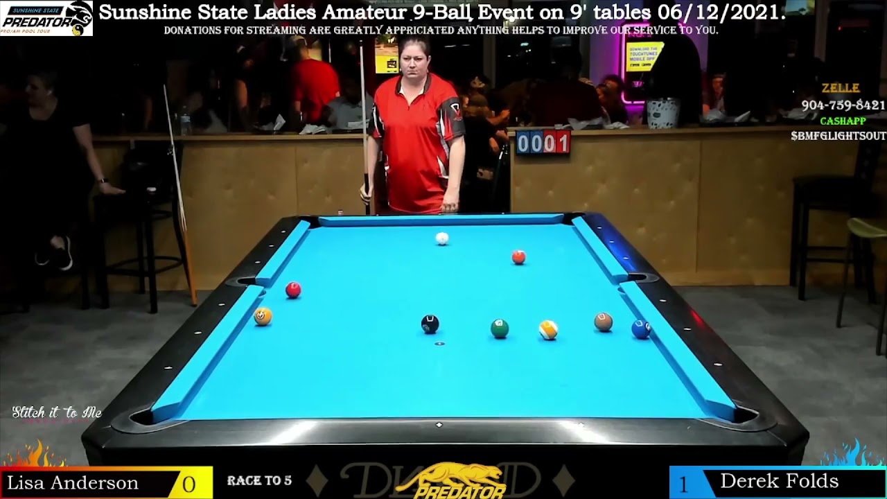 Lisa Anderson vs Derek Foldes | 2021 QBall Billiards Jacksonville Ladies Amateur 9-Ball Match #6