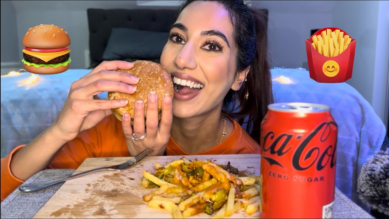 ASMR BEYOND Burger & LOADED Fries Mukbang (eating sounds)