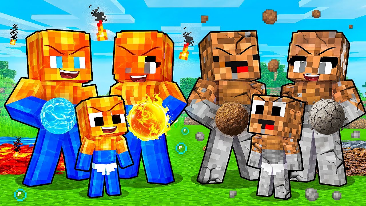 JJ and Mikey: ELEMENTAL Family Battle in Minecraft - Maizen