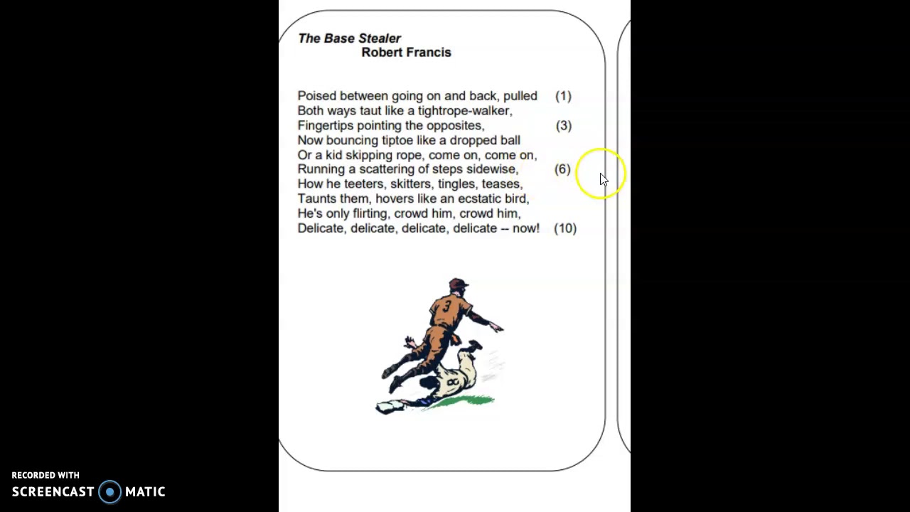 The Base Stealer Poem Read Aloud