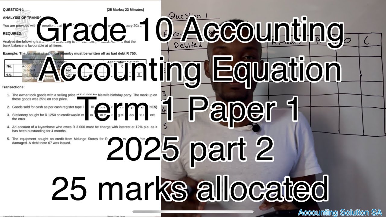 Grade 10 Accounting Term 1 | Accounting equation Paper 2025 | Analysis of transactions