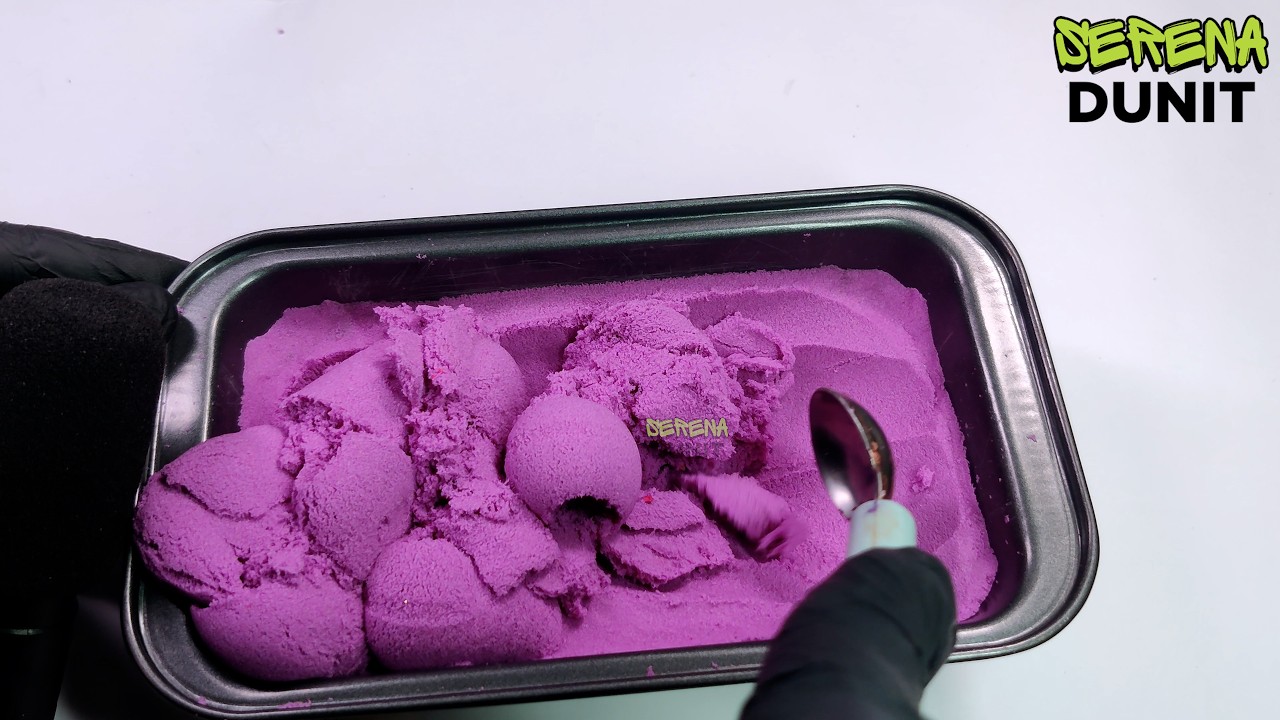 ASMR Kinetic Sand Scooping 💜 Serena Dunit | Oddly Satisfying Purple Sand Slicing