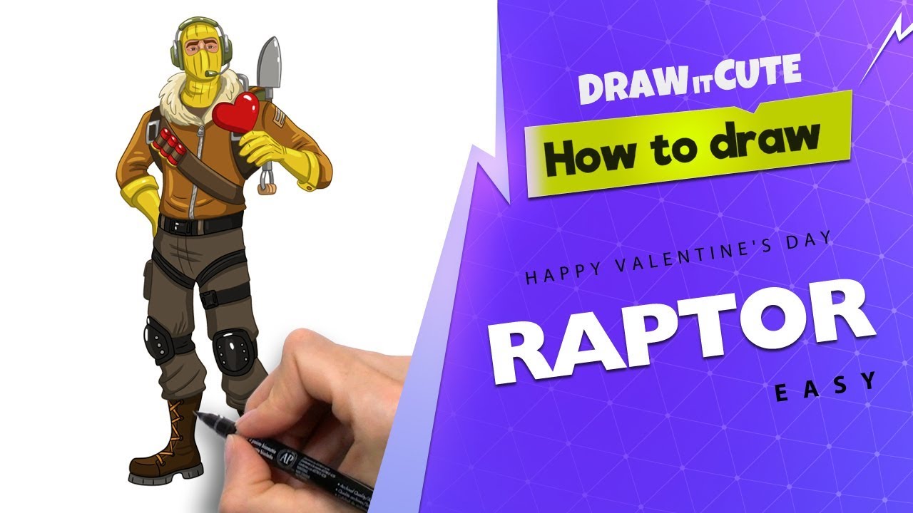 How to draw Raptor easy  | Fortnite  Season 7 Drawing Tutorial