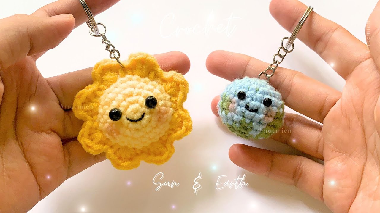 [Eng sub] Crochet Sun & Earth ☀️ 🌏| Hướng dẫn móc mặt trời và trái đất đơn giản | Moc Mien Crochet