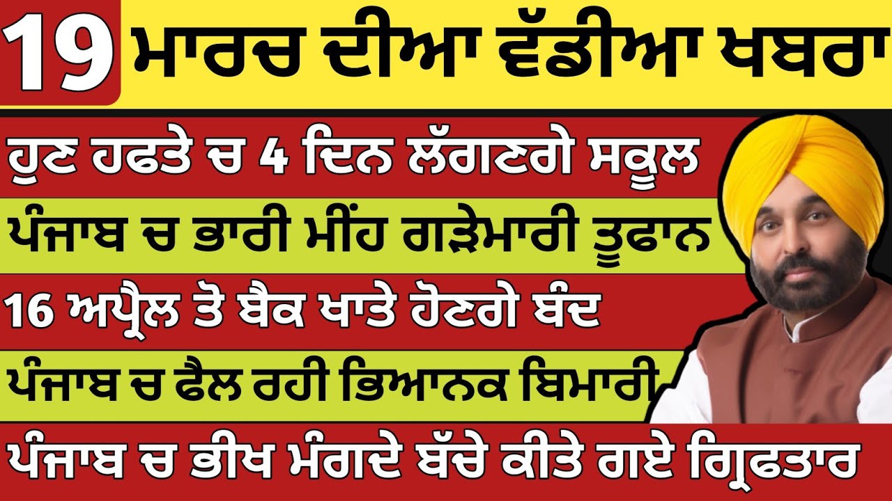 ਪੰਜਾਬ ਦੀਆ ਵੱਡੀਆ ਖਬਰਾ | 19-3-2026 | Punjab News Today | 19 March | Punjabi Kabran | BREAKING PUNJAB 