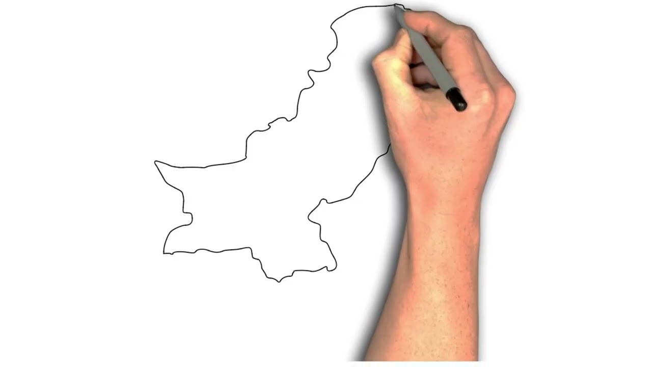 How to draw Pakistan Map Outline &ndash; Minimal Line Drawing