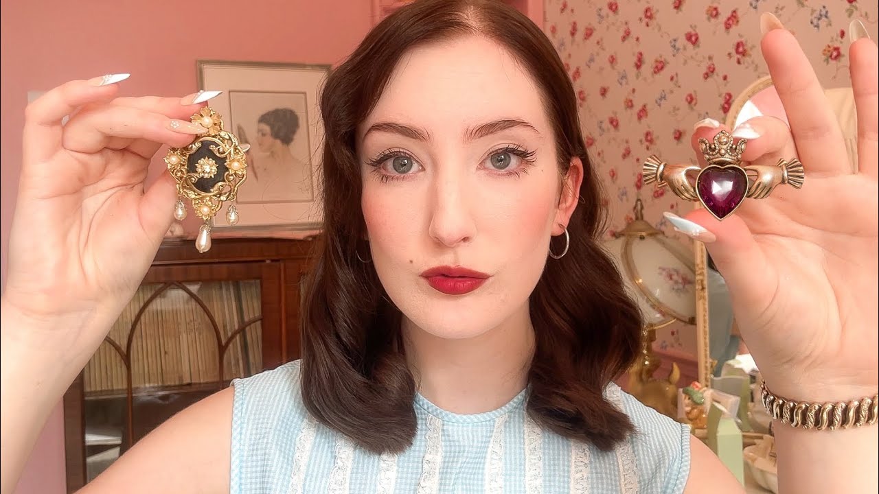 ASMR ~ my vintage brooch collection ~ gentle tapping and whispers 😌