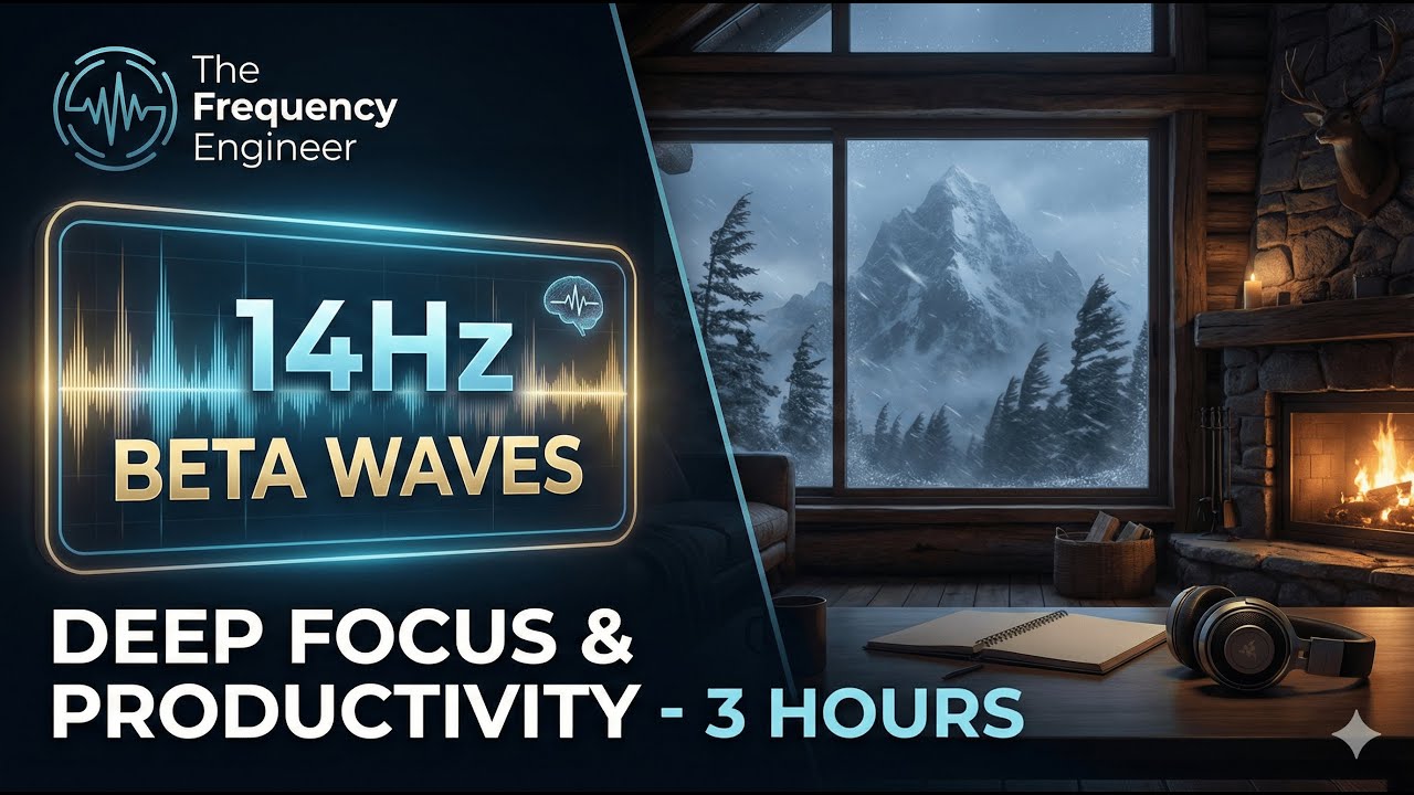 14Hz Beta Waves for Deep Focus | Mountain Cabin Windstorm & Cozy Ambience (3 Hours)