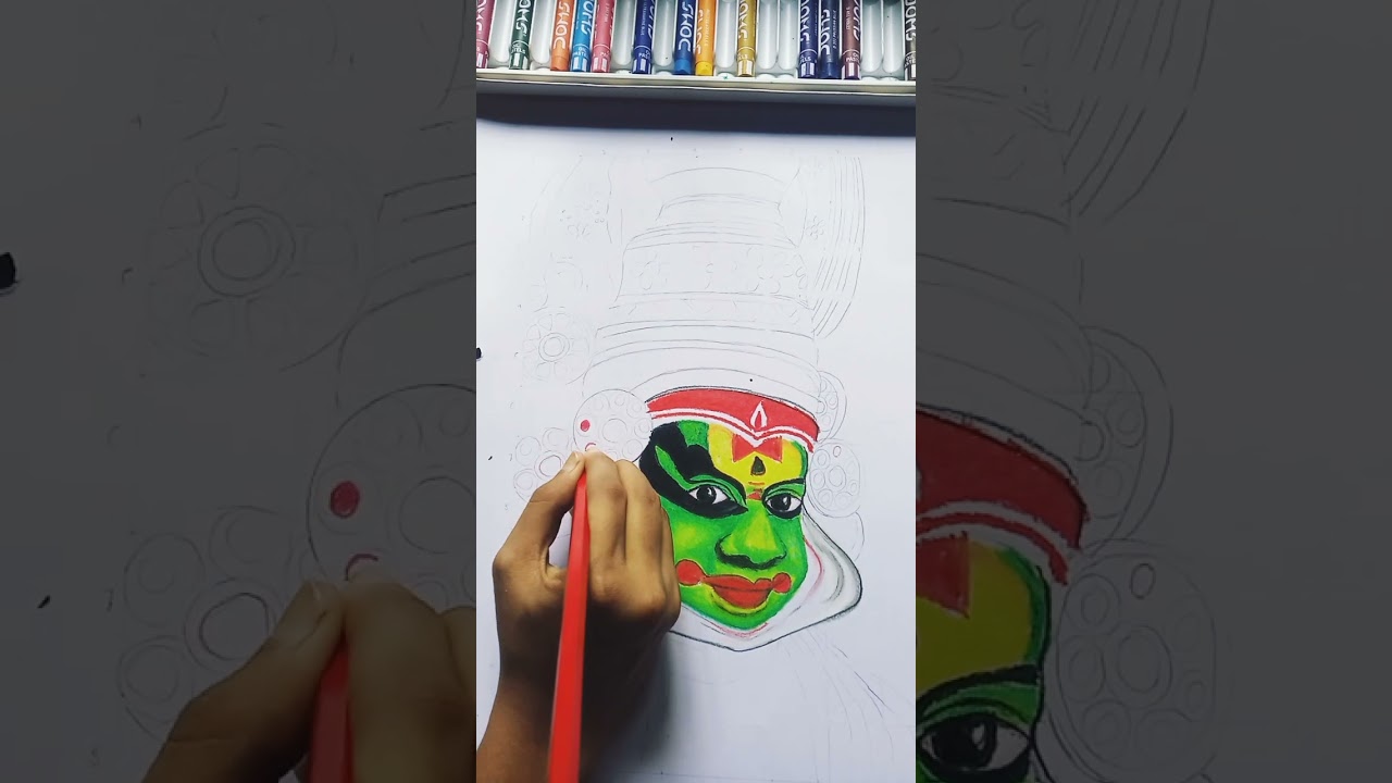 Kathakali painting 🎨|| Oil pastel colour drawing || colour pencil sketch drawing ||