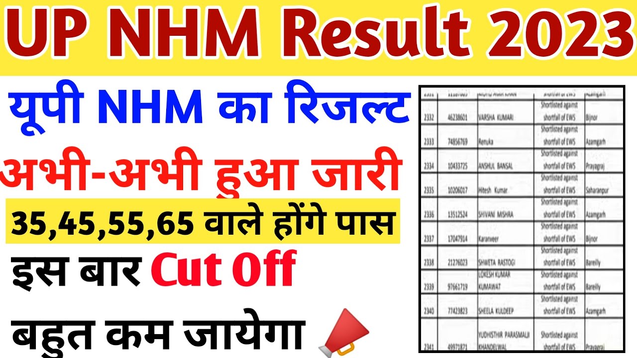 Up nhm result latest news today | up nhm result 2023 | nhm result 2023 | up nhm cut off 2023| up nhm