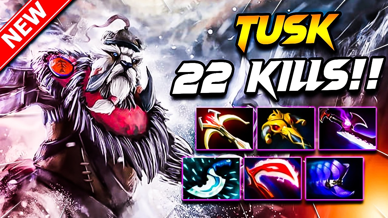 22 Kills!! TUSK DOTA 2 Gameplay | Dota 2 TUSK Gameplay | Tusk Carry Build Pro Gameplay Guide 7.41