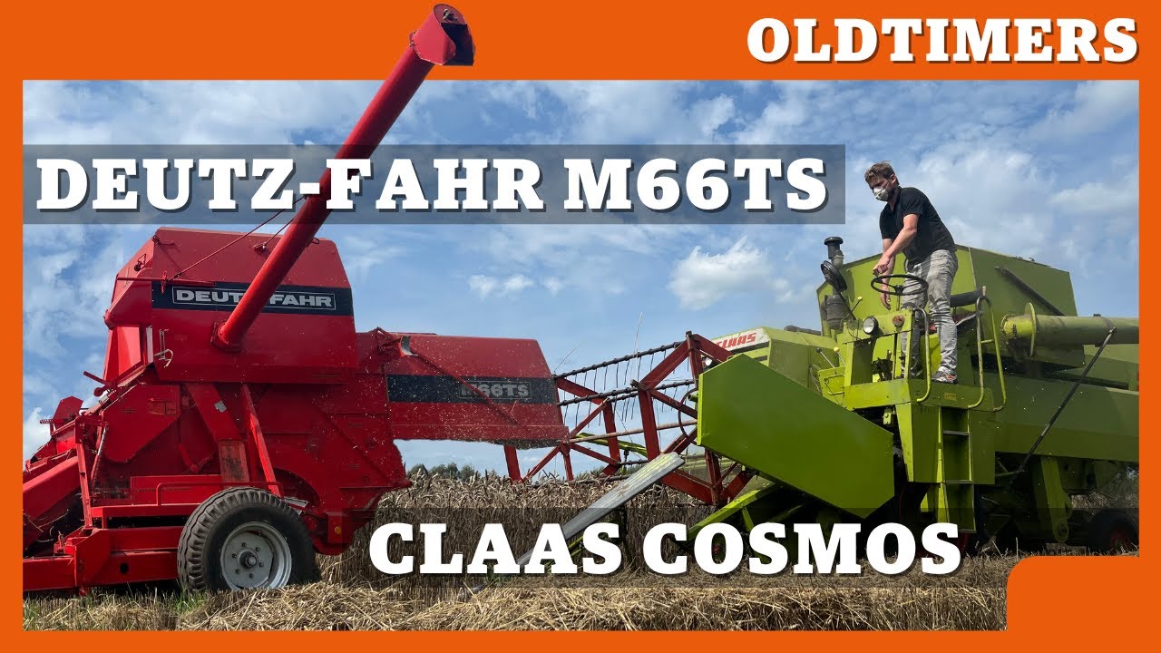 Combinen met oldtimers Claas Cosmos en Deutz-Fahr M66TS
