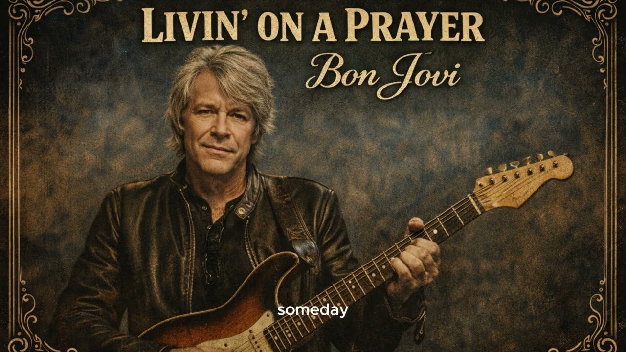 LIVIN'  ON A PRAYER - Bon Jovi  (Lyrics) | Dark Blues Version