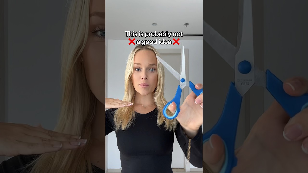 I tried to cut my own hair with the hair tie technique 👀 #haircut #hair