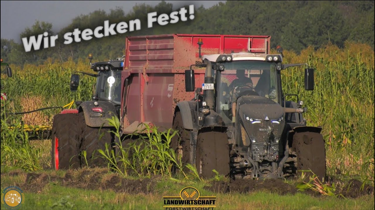 Wir stecken Fest! LU J&J Hirse Häckseln Schlammschlacht Schlammige Action Traktoren versinken