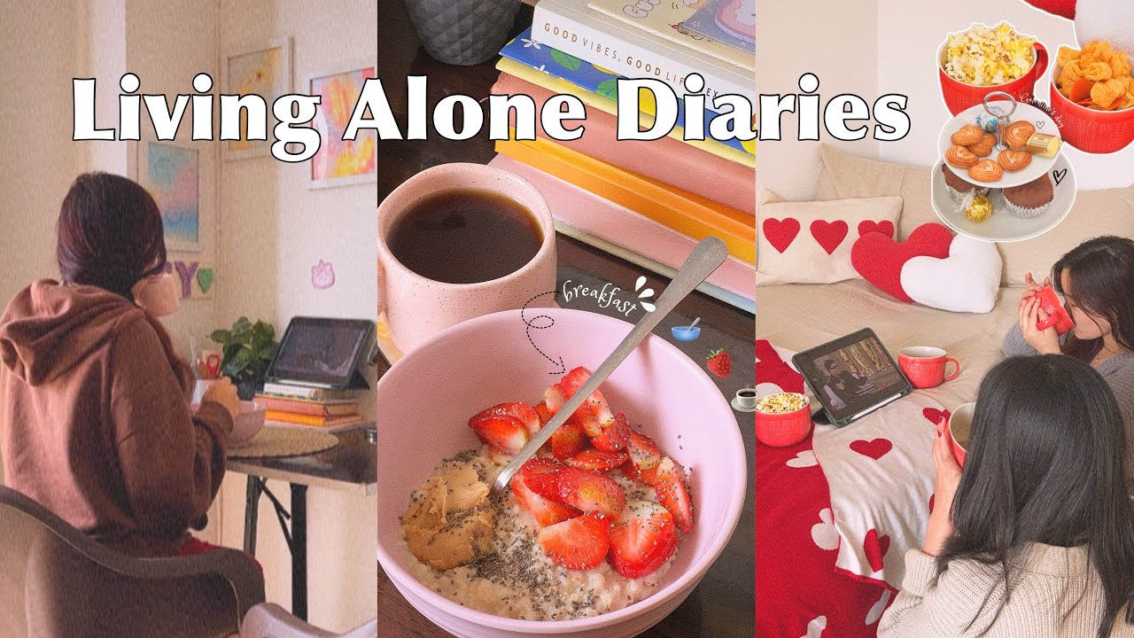 Living Alone Diaries 🧇🍓| hosting a Galentine Party🍰🎈| getting a haircut {short}💇🏻‍♀️