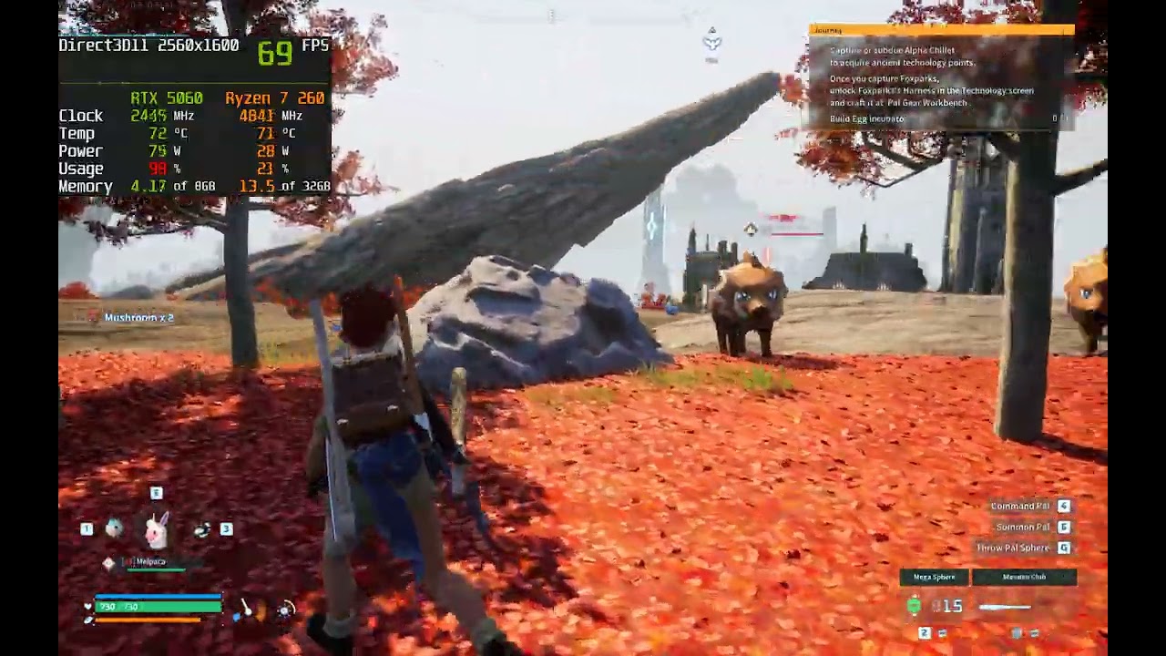 Palworld - Legion Lenovo 5 FPS test (RTX 5060 + Ryzen 7 260)