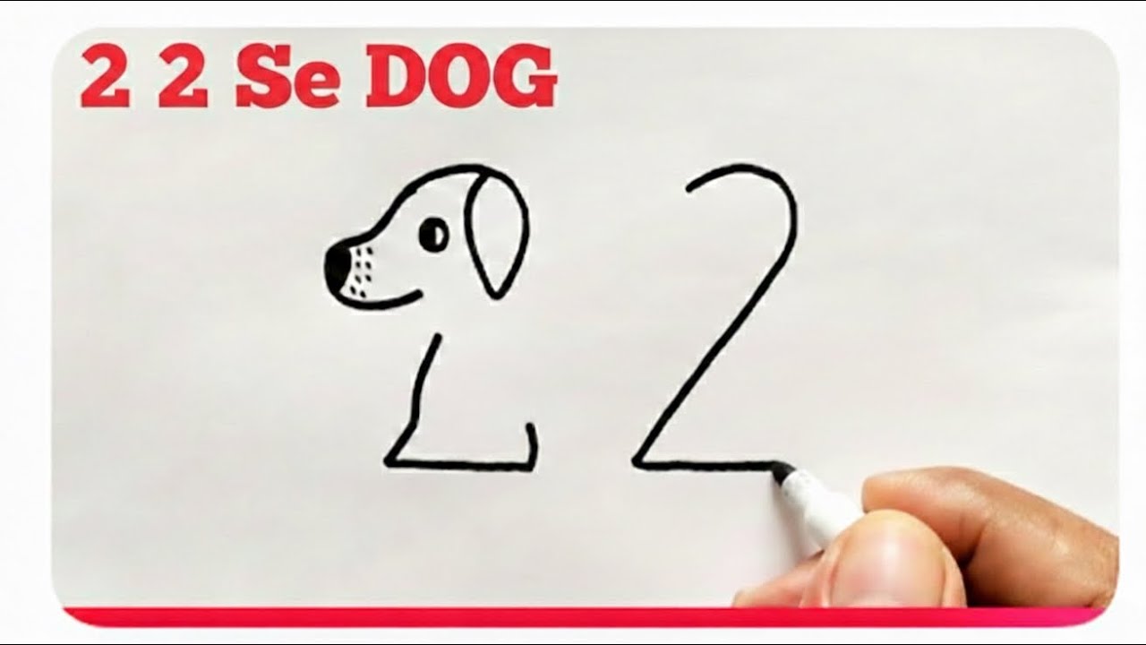2 2 से कुत्ता बनाना सीखें 🐶 | How to draw a Dog from 22 number | Easy Drawing Trick